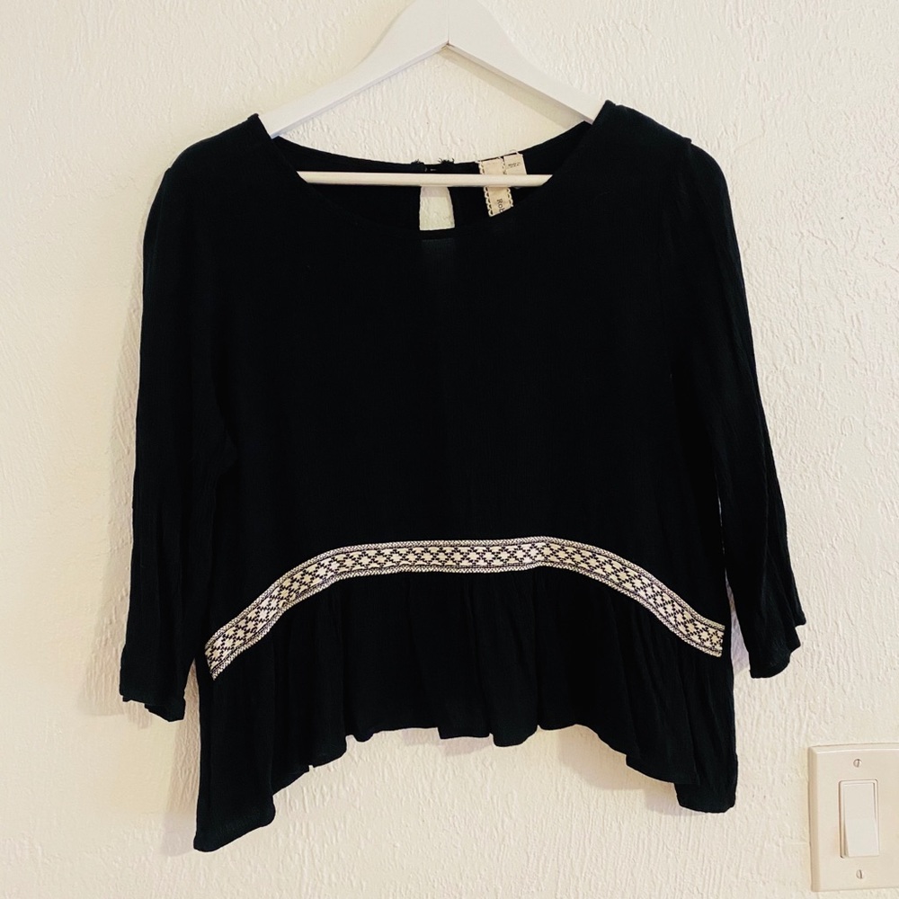 Black Quarter Sleeve Babydoll top